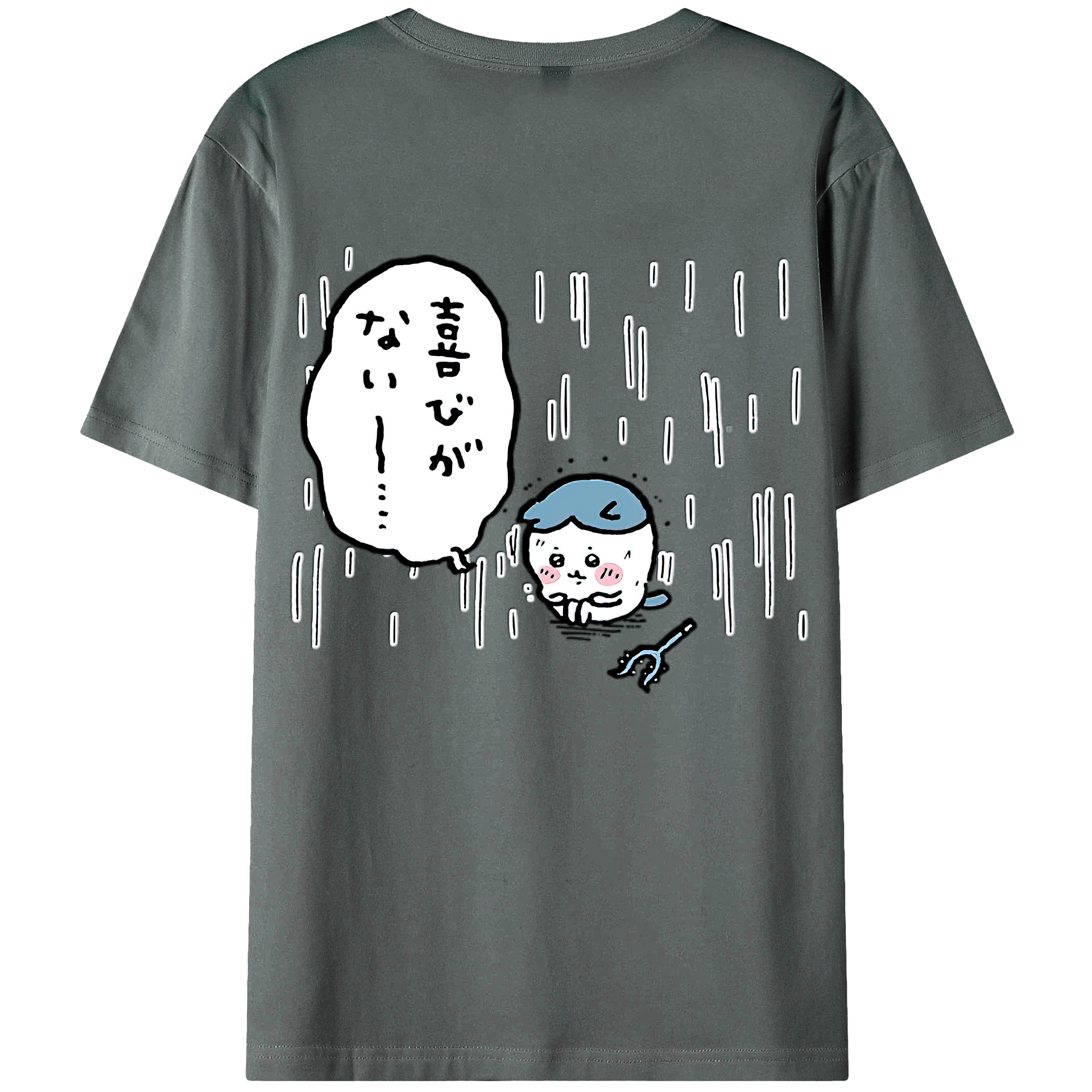 （画像用） ちいかわ ハチワレ Chii-kawa hachiware 綿100％ メンズ半袖Tシャツ（バックプリント） 通気性